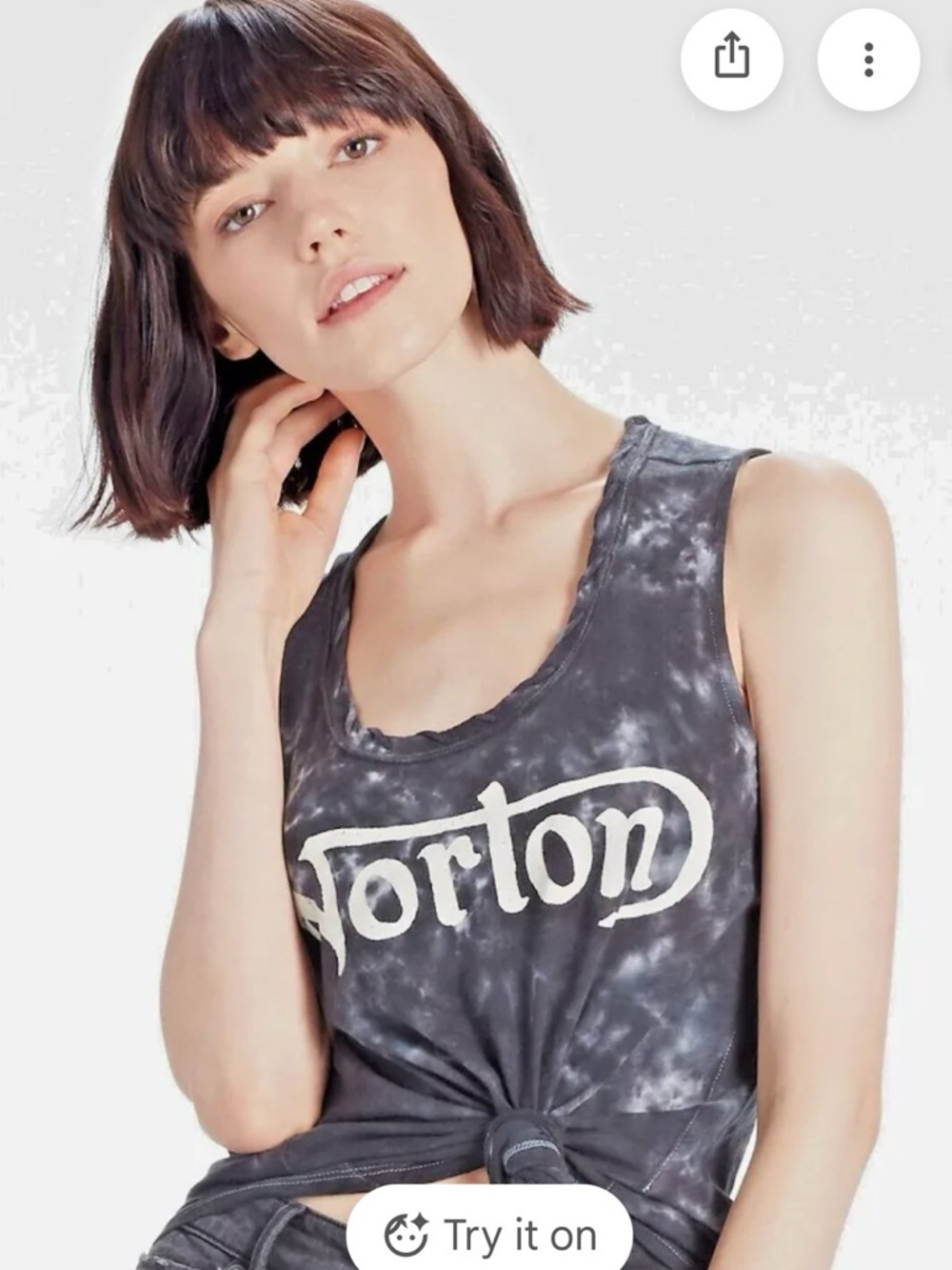 Lucky Brand Norton Motorcycle Tank Acid Washed w/Lacing Detail